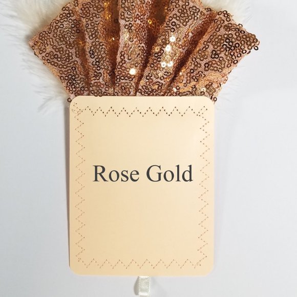 NEW Rose Gold Sequin Ruffle & Feather Pocket Square Insert - Picture 4 of 7